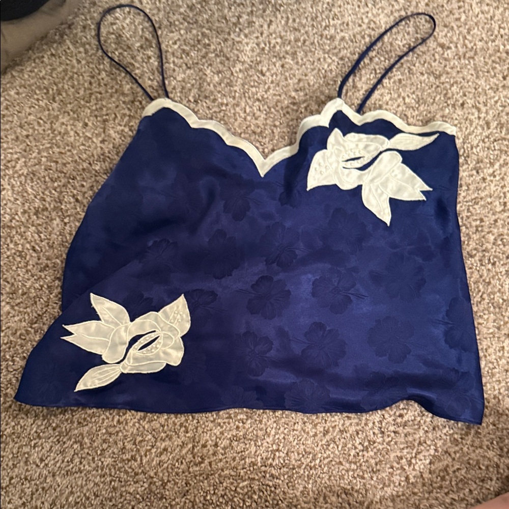 Elegant Blue and White Floral Women's Top